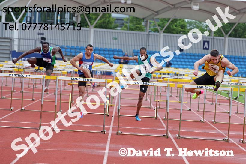 Senior mens 110 metres hurdles, Northern Senior and Under-20s Champs., SportsCity, Manchester. Photo: David T. Hewitson/Sports for All Pics